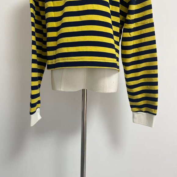 Women’s Blue/yellow striped polo with logo - Picture 12 of 14